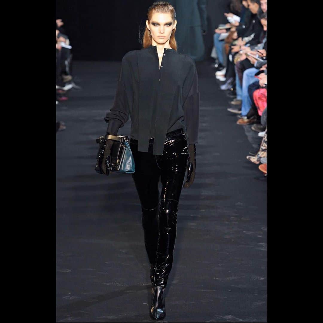コスチュームナショナルのインスタグラム：「#so #modern #enniocapasa #costumenational #fw2012 #black #gloss  #latex #pants #skirt」