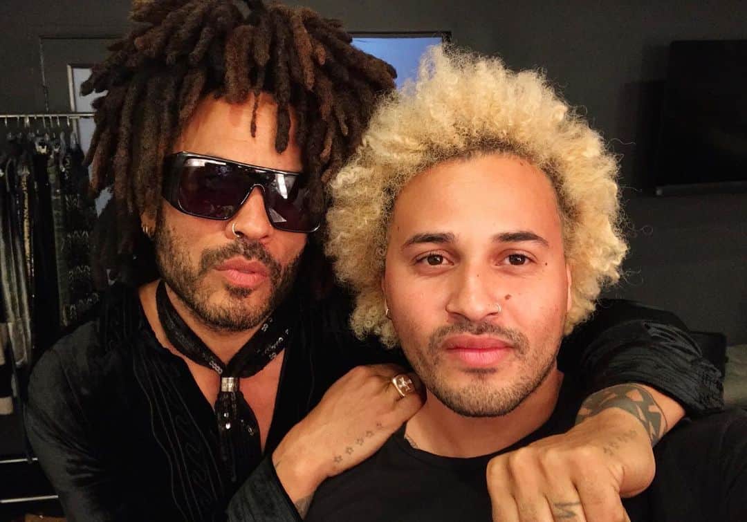 Monty Jacksonのインスタグラム：「Throwback to spending the day with this KING @lennykravitz #DAD #styledbymrmontyjackson #lennykravitz」