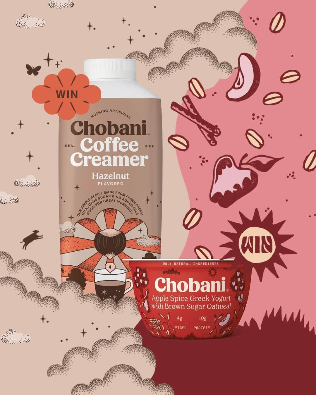 Chobaniのインスタグラム：「*This sweepstakes has ended* Make yourself a “morning person." Enter for a chance to win a case of our Coffee Creamer and Greek Yogurt with Oatmeal.  To enter our Sweepstakes:  1. Maintain a public Instagram account. 2. Follow @chobani on Instagram.  3. Comment on the post by tagging a friend. 4. Tag up to 3 friends for a max of 3 entries to improve your chances of winning a case of Chobani Coffee Creamer and Chobani Greek Yogurt with Oatmeal.」
