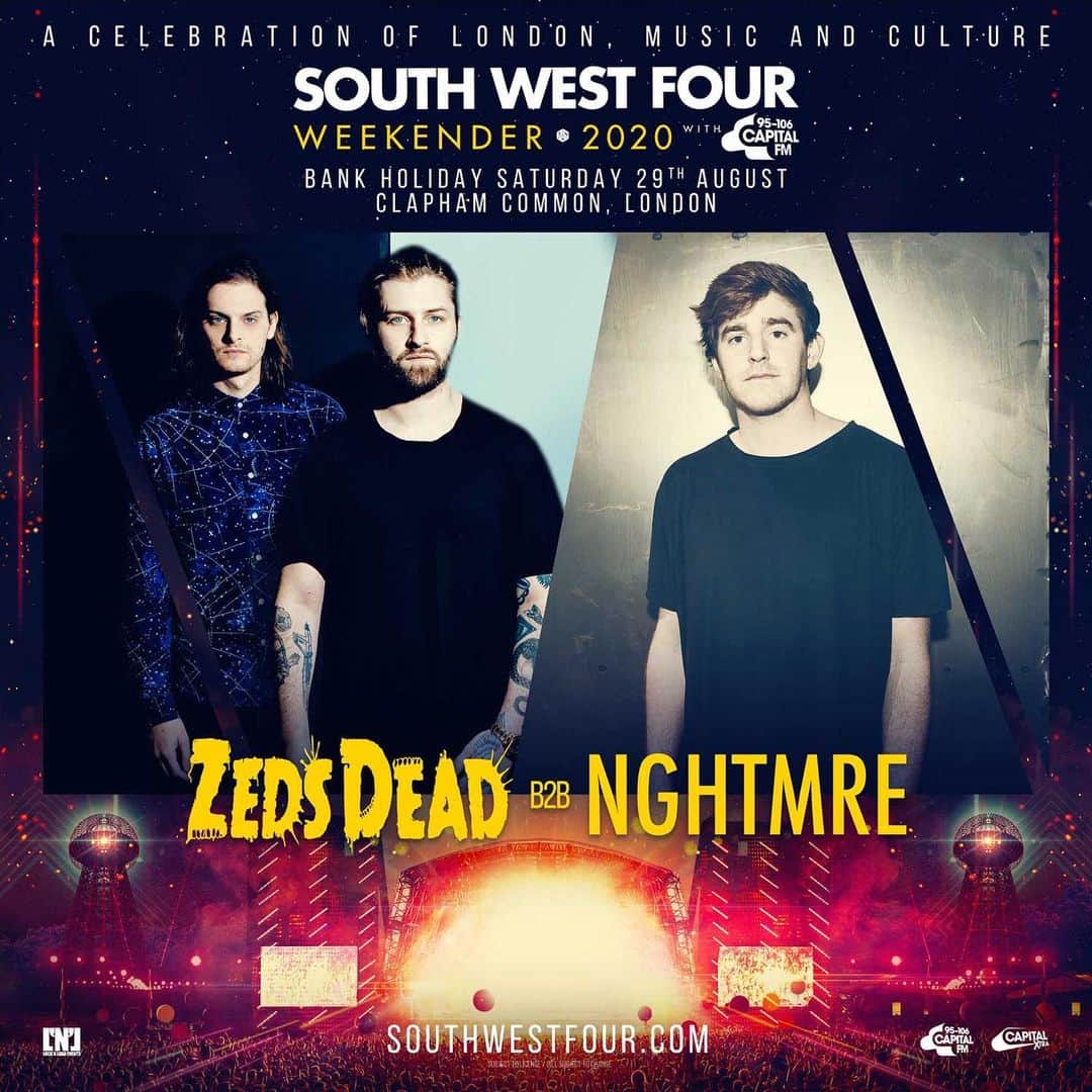 Zeds Deadのインスタグラム：「Going b2b with the homie @nghtmre this summer at @southwestfour! 🇬🇧🤘」