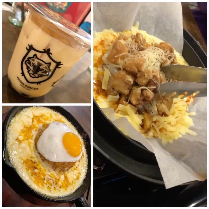 のインスタグラム：「大須で人気のバンバンバン☆ また来てしまった(　´艸｀) スノーフォンデュチキンとマグマチャーハン♡ 友達の子供も大喜び♡  #大須グルメ #大須観光 #大須商店街  #大須食べ歩き #韓国旅行 #韓国料理  #モクパンセット #youtuber #韓国  #大食い #バンバンバン #新大久保  #ufoチキン #youtube #タピオカ  #コスパ最高 #タイガーナイト大須店  #フライドチキン #フライドポテト  #チーズ #韓流 #チーズボール  #韓国好きな人と繋がりたい  #マグマチャーハン  #スノーフォンデュチキン #pr」