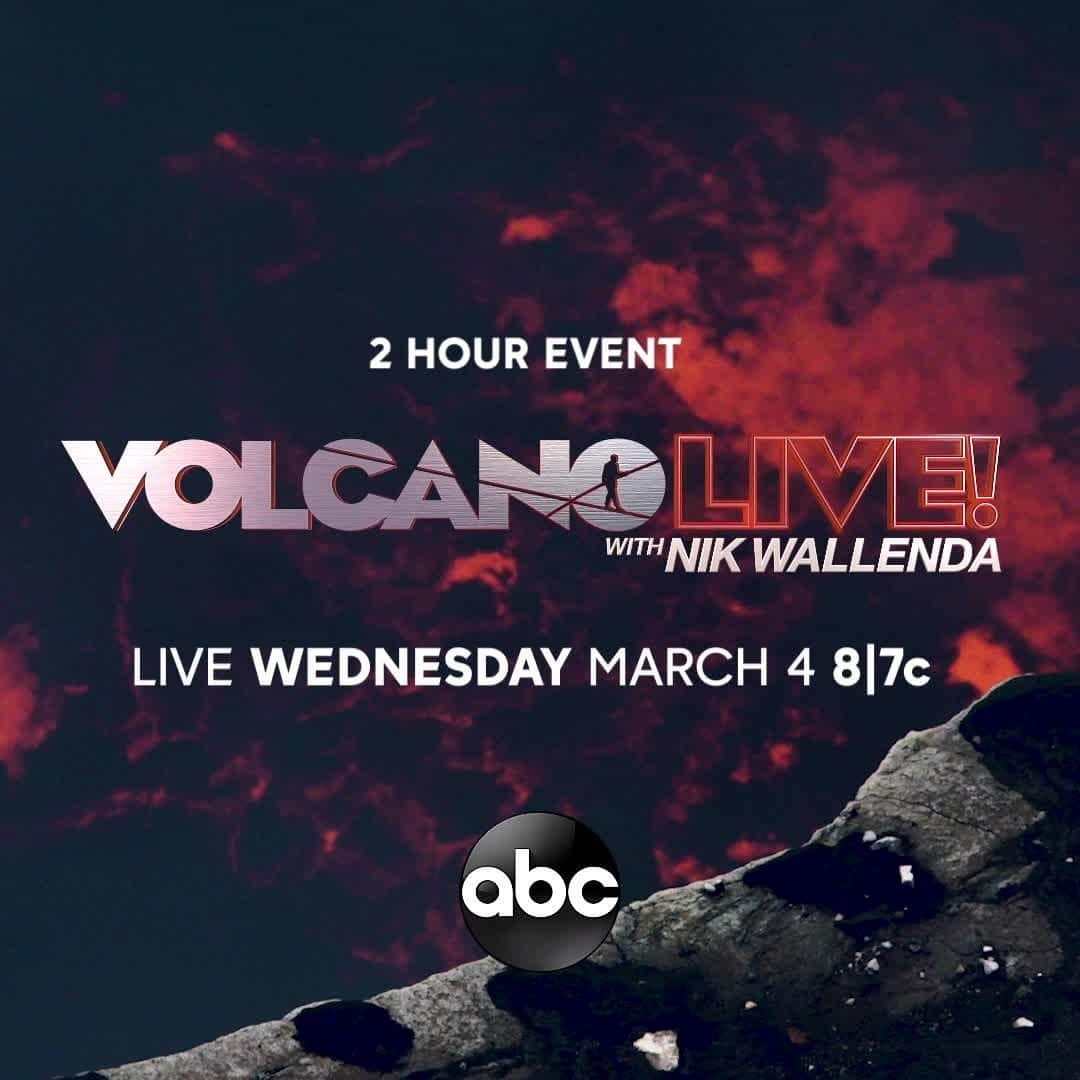 アメリカン・ブロードキャスティング・カンパニーのインスタグラム：「You won't want to miss this explosive LIVE event on ABC. @nikwallenda goes against all odds Wednesday on #VolcanoLivewithNikWallenda.」
