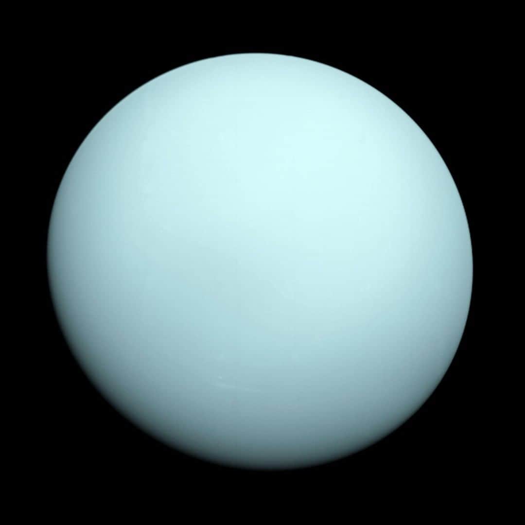 NASAさんのインスタグラム写真 - (NASAInstagram)「#TBT to 1989 when Voyager 2 spotted Uranus looking like a seemingly perfect robin’s egg. 💙⁣ ⁣  When our Voyager 2 spacecraft flew by it in this image, one pole was pointing directly at the Sun. This means that no matter how much it spins, one half is completely in the sun at all times, and the other half is in total darkness.. ⁣ ⁣  Far-flung, Uranus – an ice giant of our solar system – is as mysterious as it is distant. Soon after its launch in 2021, our James Webb Space Telescope will change that by unlocking secrets of its atmosphere. ⁣ ⁣  Image Credit: NASA/JPL-Caltech⁣ ⁣  #Perfect #NASA #Uranus #SolarSystem #flawless」2月28日 7時01分 - nasa