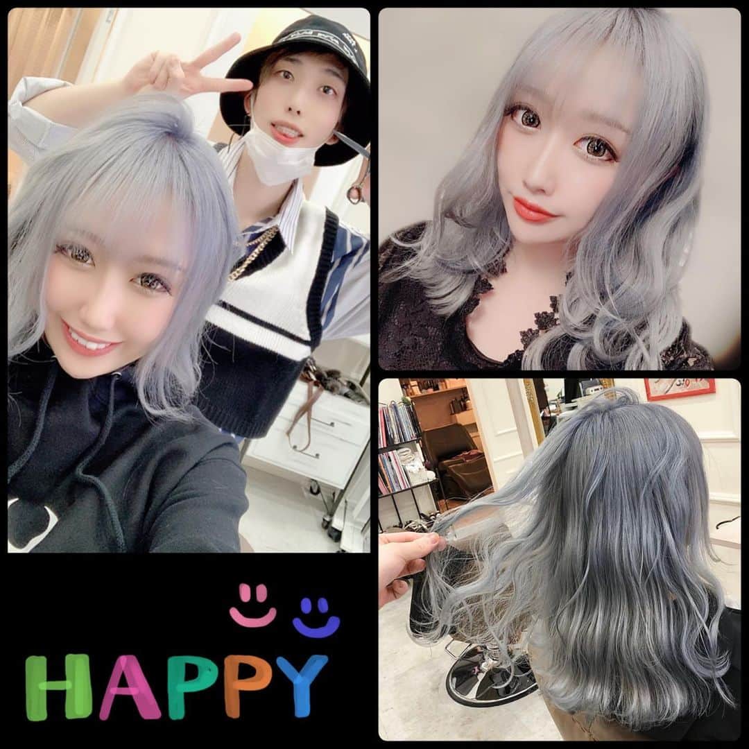 若月雅のインスタグラム：「✨カット・カラー・トリートメント✨ .  今回は東京に行けなかったので、TOMOKI(@tomoki718)さんにご紹介頂き、松本(@matsustagram.co.jp)さんに施術して頂きました！ 久々15cmくらい切って前髪つくって、綺麗なシルバー復活٩( 'ω' )و✨ 長時間ありがとうございました😊✨ . #派手髪　#factory5 #美容院　#カラーチェンジ」