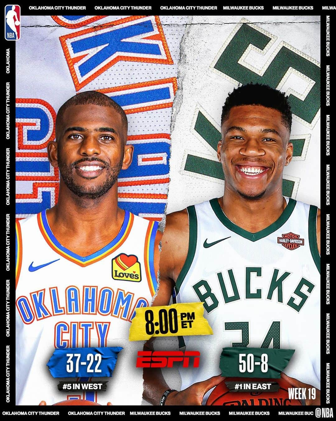 NBAさんのインスタグラム写真 - (NBAInstagram)「#2 vs. #3 in the West headlines tonight’s @nbaonespn doubleheader! . . . • @bucks: won 18 of last 20 • @okcthunder: seek 6th straight W • Kawhi Leonard: averaging 27.6 PPG in his last 5 games played • @nuggets lead @laclippers by 1 game」2月29日 2時10分 - nba