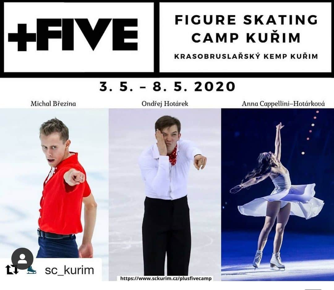 ミハル・ブジェジナのインスタグラム：「If you're interested in attending my camp go to @sc_kurim and find the link to send in your information. Looking forward to seeing you all :) #teamplusfive #michalbrezina #figureskating #plusfive2020 #ondrejhotarek  #annacappellini」