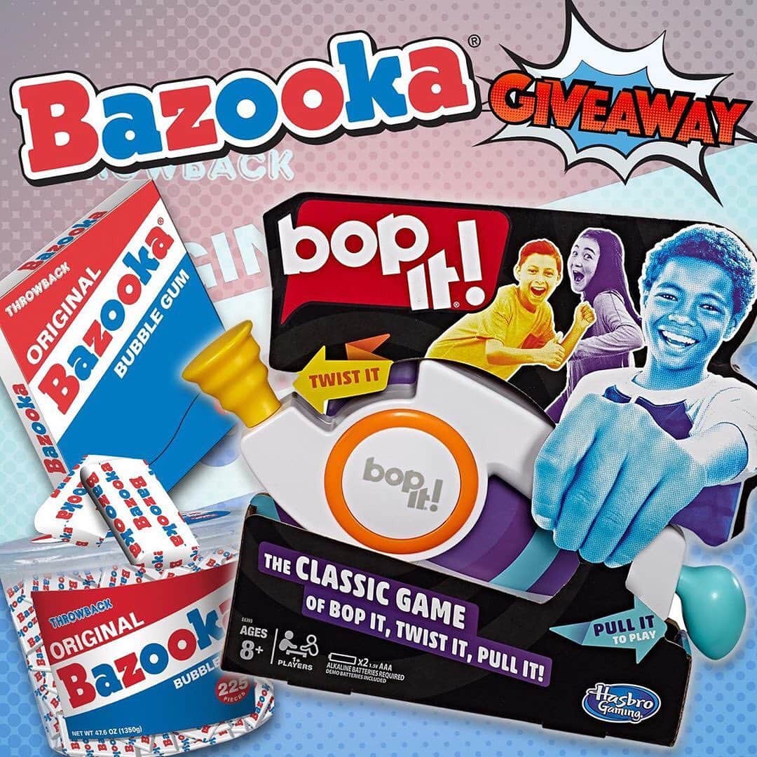 Hasbroさんのインスタグラム写真 - (HasbroInstagram)「Hey Parents, head over to @therealbazookajoe to check out this Bazooka Bubble Gum giveaway to celebrate Bazooka’s YEAR OF THROWBACK! #BazookaBubbleGum #Throwback #Hasbro #BopIt . Good luck! NPN. U.S only. 18+. Ends 3/6 at 11:59am EST. For rest of official rules go to [https://bit.ly/2YeuvIV]」2月29日 3時55分 - hasbro