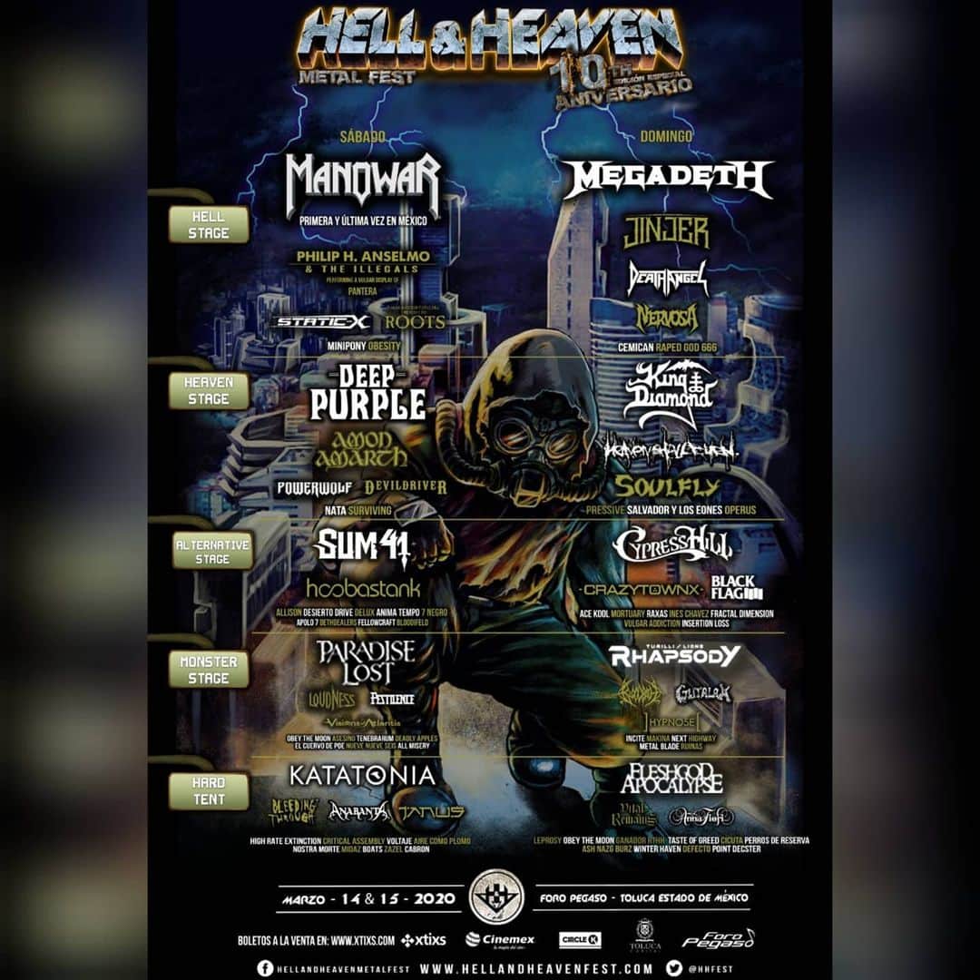 Megadethさんのインスタグラム写真 - (MegadethInstagram)「Mexico!! We will be performing at the HELL AND HEAVEN METAL FEST on March 15 at Foro Pegaso in Toluca! Tickets are on sale now at hellandheavenfest.com. ¡Nos vemos ahí!」2月29日 4時08分 - megadeth