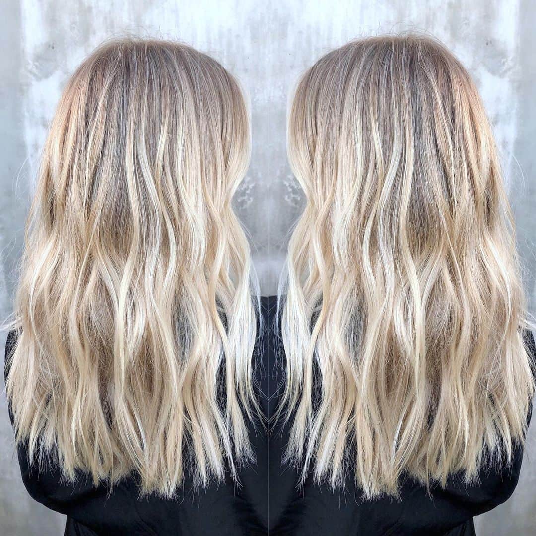 Morgan Parksのインスタグラム：「Double the glow up! Swipe ➡️ for before Finished off this color correction today using @zotosprofessional topcoat toner in the shade Pearl Blonde equal parts with 10 vol to brighten and add shine back into the hair #sponsored」