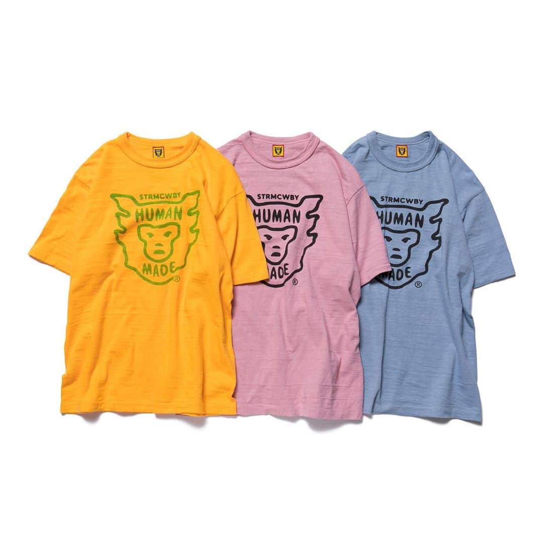 HUMAN MADEさんのインスタグラム写真 - (HUMAN MADEInstagram)「"COLOR T-SHIRT #1" now available in store and online. www.humanmade.  柔らかな風合いのコットンボディのカラーTシャツです。着込むほどに馴染む独特の風合いが特徴です。フロント、バックともにオリジナルグラフィックのプリントが施されています。 Soft cotton logo t-shirt available in 3 colors.」2月29日 13時08分 - humanmade