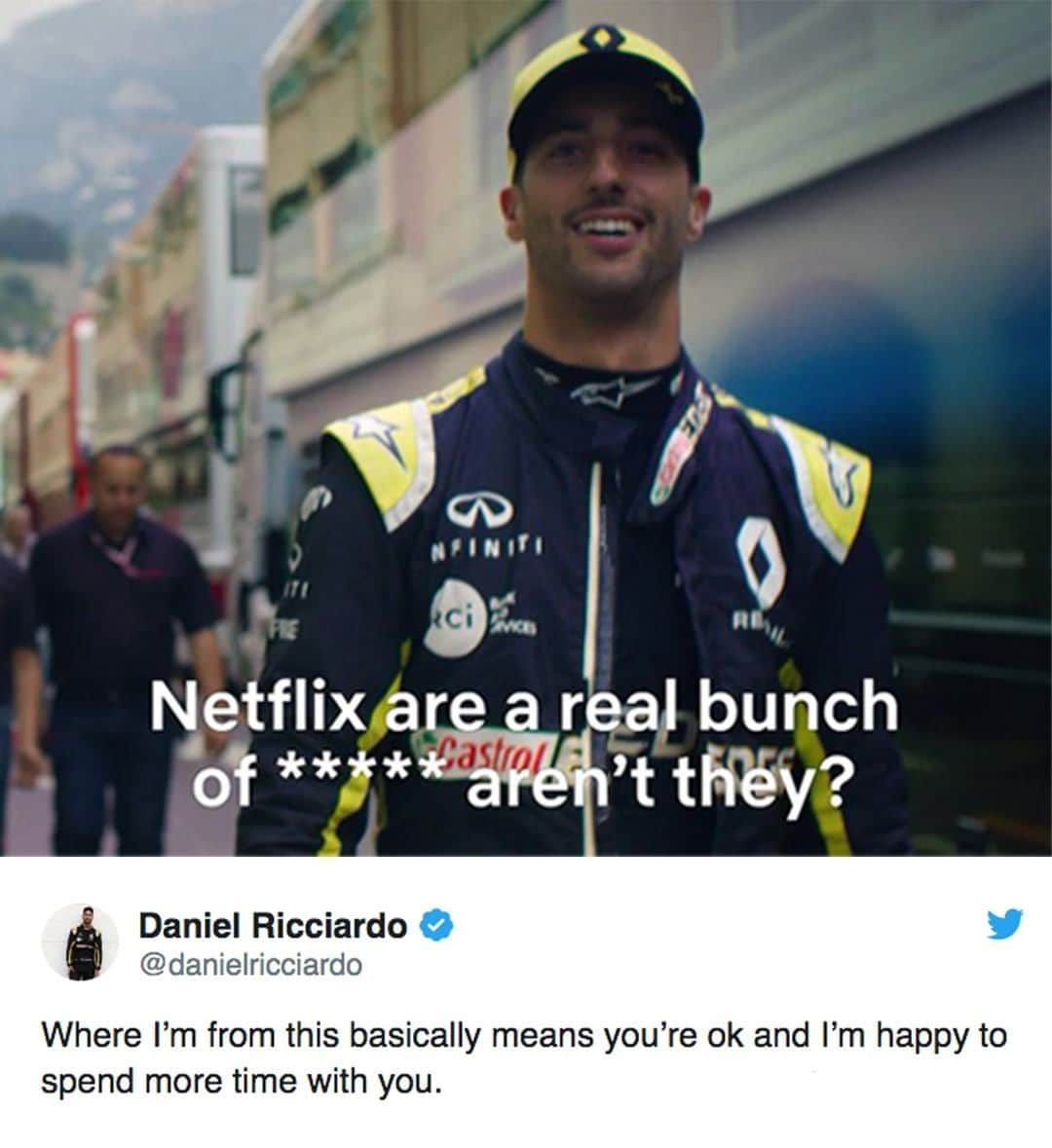 F1さんのインスタグラム写真 - (F1Instagram)「If you say so @danielricciardo 😉 . #F1 #Formula1 #Ricciardo #Netflix #DriveToSurvive2」2月29日 18時30分 - f1