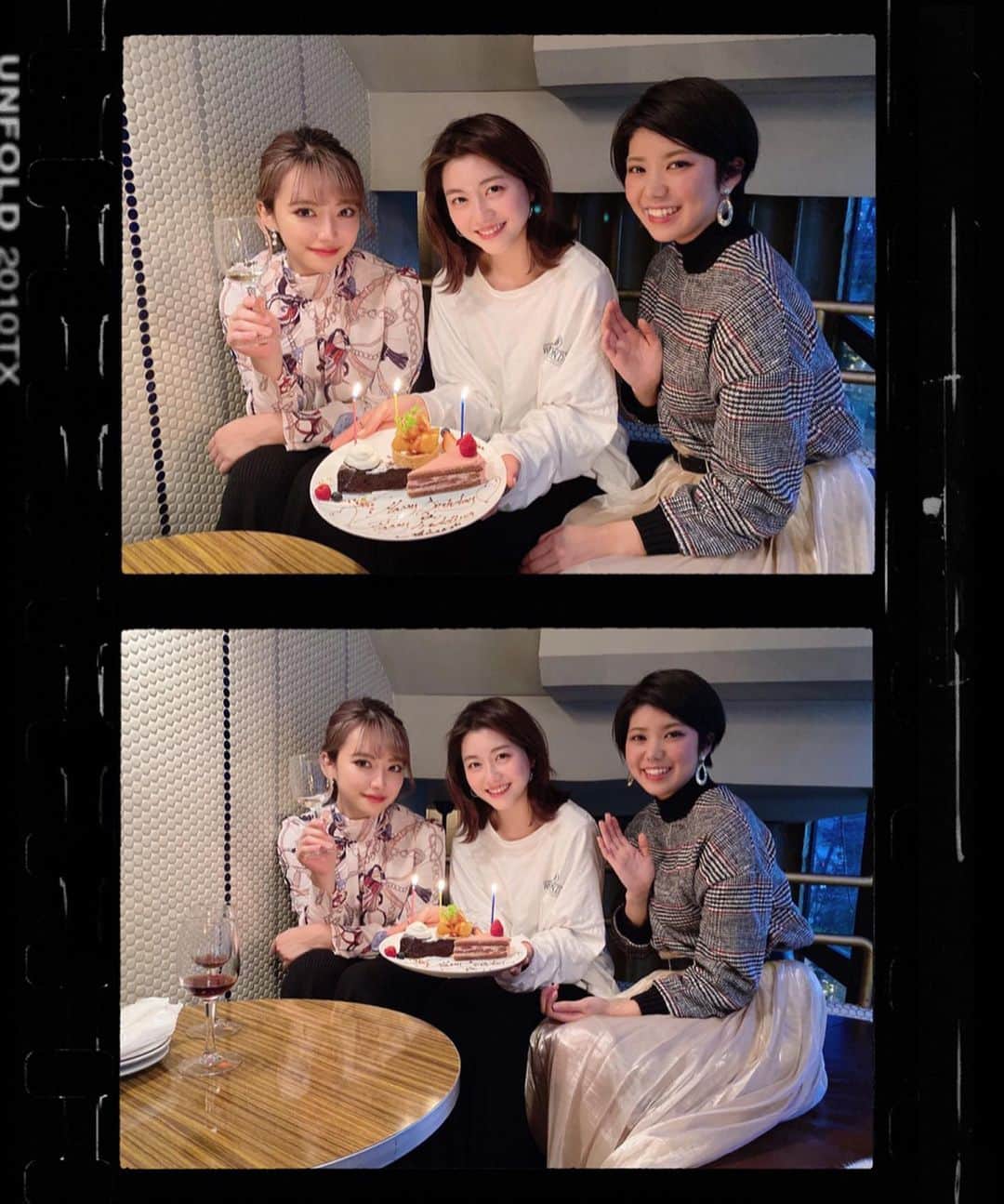 RIKAのインスタグラム：「いい2月の締めくくり👰🏻 最後は明里からの逆サプライズも…🦋 来れなかったなつみも含め、来週はちゃんと4人でね🎉」