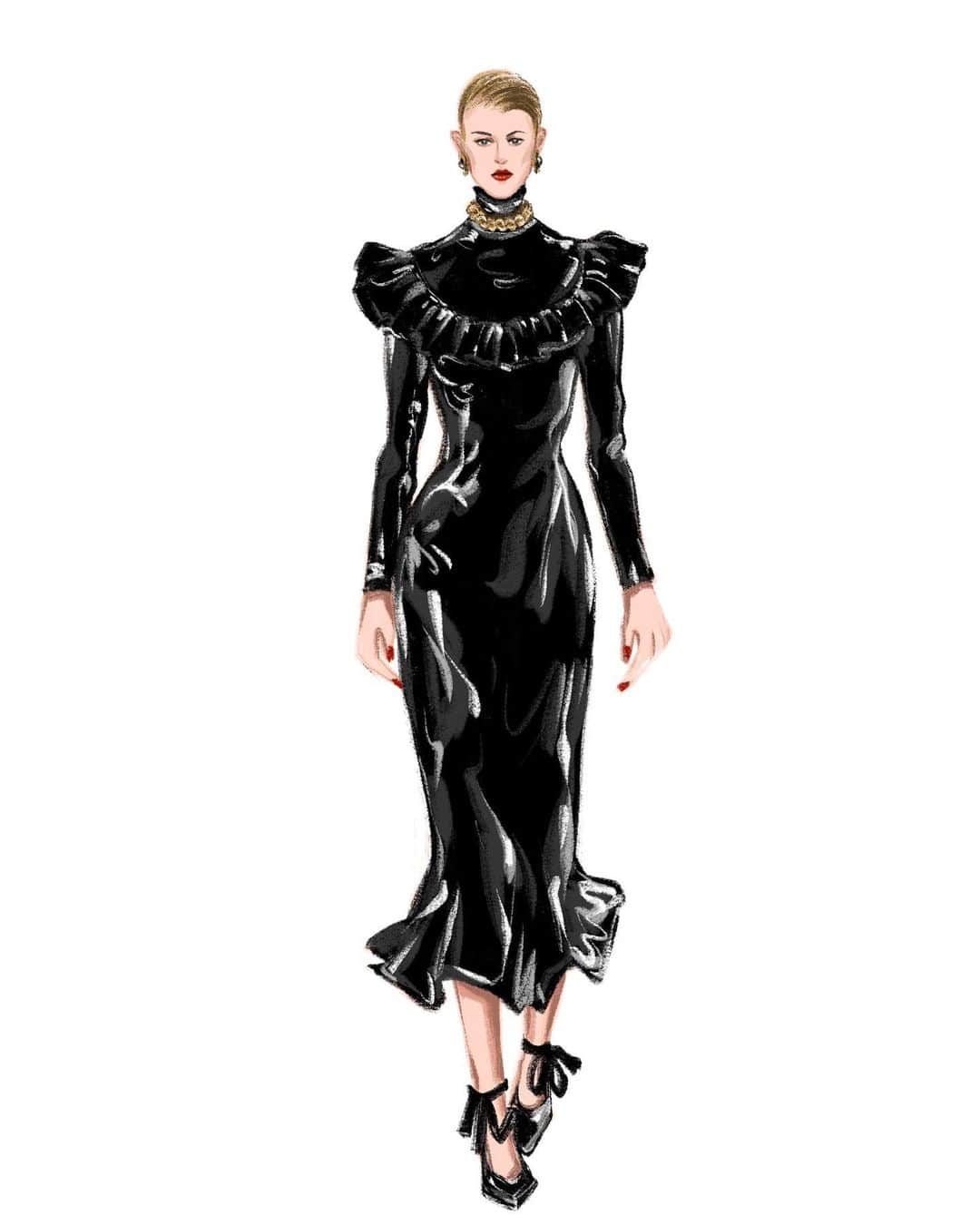 JiweiJWさんのインスタグラム写真 - (JiweiJWInstagram)「@ysl fall 2020 ready-to-wear Illustration by JiweiJW #saintlaurent#fashion #look #ysl #illustration」2月29日 21時04分 - jiweijw