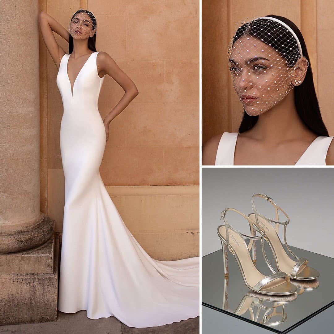 Pronoviasさんのインスタグラム写真 - (PronoviasInstagram)「Dreaming of your #PronoviasTotalLook ? We love the elegance of the Eureka dress, the Eden shoes and the Marit birdcage. Book now to try this look on.」3月1日 0時47分 - pronovias