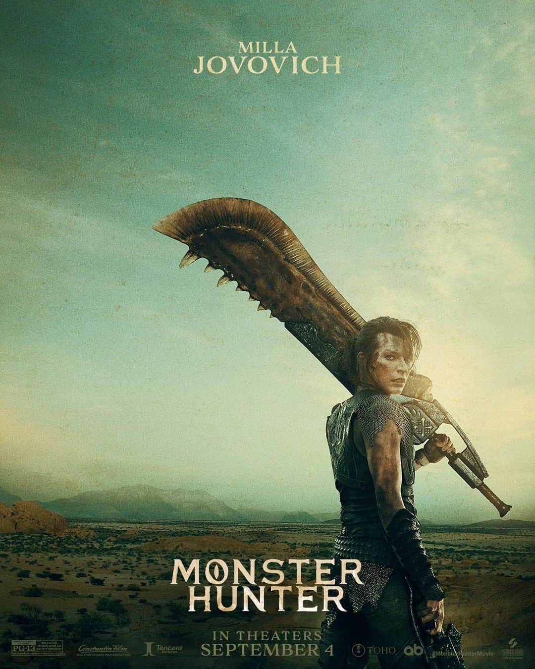 ミラ・ジョヴォヴィッチのインスタグラム：「Here we go baby. Check the official teaser posters for Monster Hunter @monsterhuntermovie in theaters this fall! photo: @brianbowensmith #monsterhuntermovie #monsterhuntermovie2020」