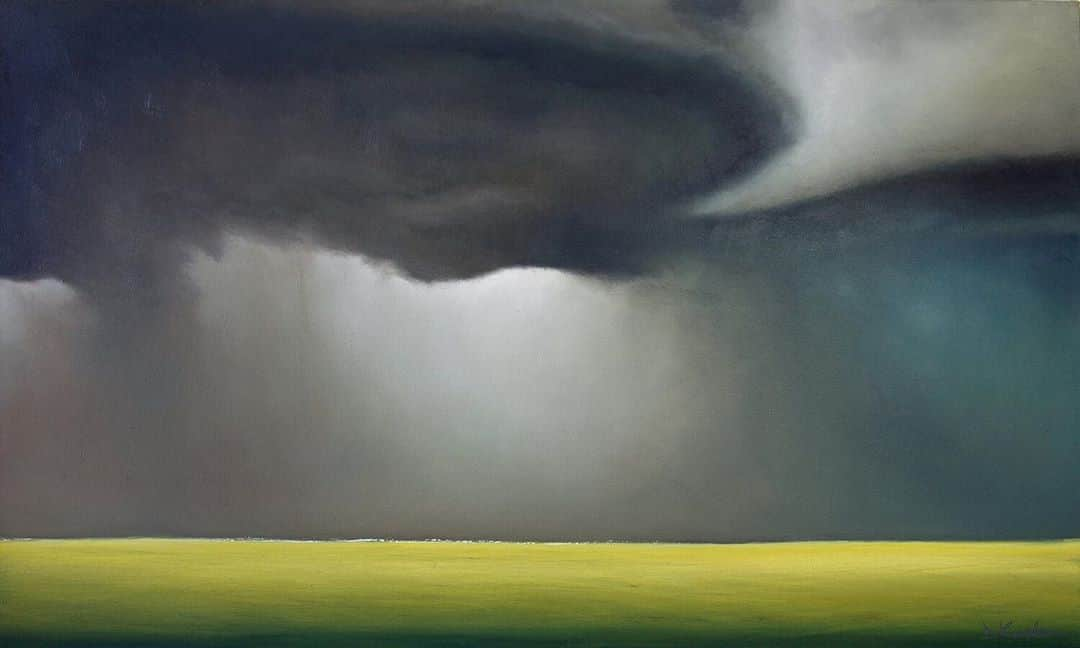 Derek Kaplanさんのインスタグラム写真 - (Derek KaplanInstagram)「Wondering why I feel so inspired to paint storms now that I live in sunny CA 🙌  Title: (Opt.1.20) ‘Storm’ Oil paint on cotton canvas  36” x 60" x 1.5"  SOLD」3月1日 6時32分 - derekkaplanart