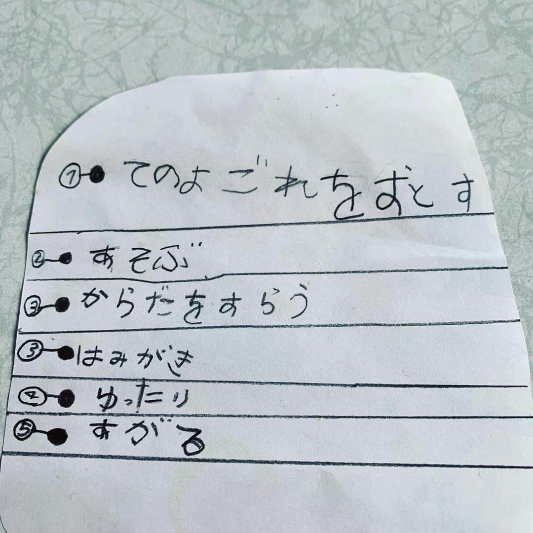都竹悦子さんのインスタグラム写真 - (都竹悦子Instagram)「ねぇおかあさん、リストって何？  一つのテーマで必要な、やることや物を書き並べておくものだよ、と教えると、 しばらくしてこれが出来上がっていた。  お風呂でやることリスト。  いつも手の甲に幼稚園で押してもらうスタンプを洗い忘れちゃうから忘れないために書いたのだそう。  #なんて　#愛おしいんだろう　#毎日が　#宝物　#6歳3ヶ月 #リスト」3月1日 15時08分 - etsukotsuzuku
