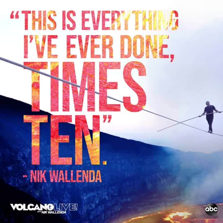 アメリカン・ブロードキャスティング・カンパニーのインスタグラム：「This is bigger than anything @nikwallenda has done before. Tune in Wednesday LIVE for #VolcanoLivewithNikWallenda on ABC.」