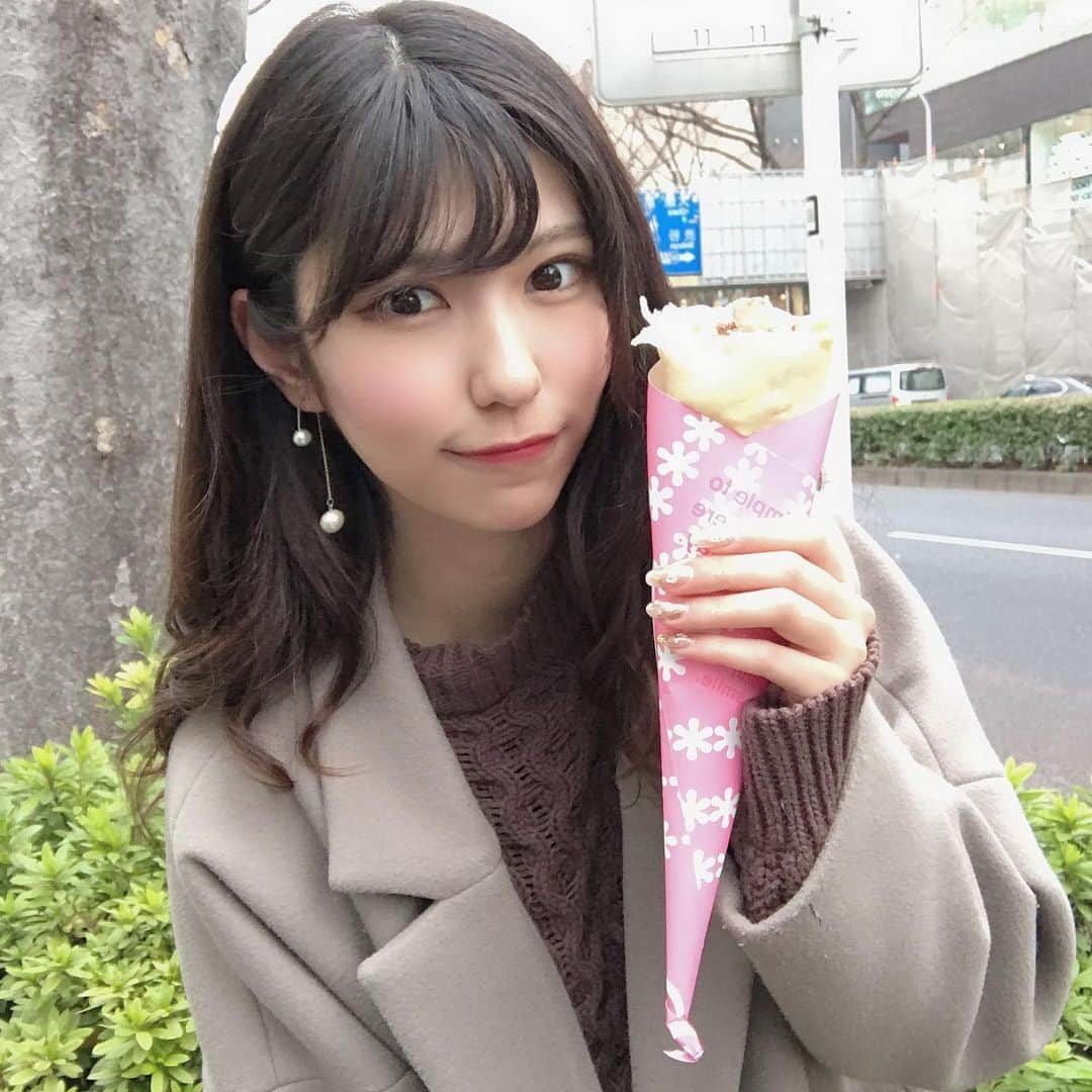 脇田璃奈のインスタグラム：「クレープの皮を主食にして生きたい . . . #原宿 #クレープ」