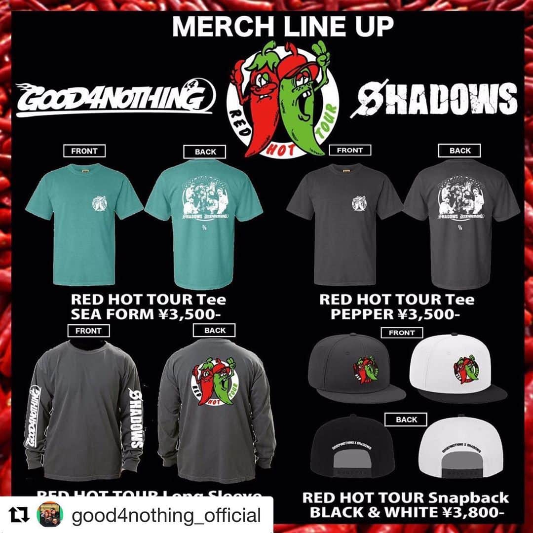 U-tanのインスタグラム：「よろしくお願いします！#Repost @good4nothing_official with @get_repost ・・・ ‪【RED HOT TOUR】‬ ‪延期及び中止となった🌶RED HOT TOUR MERCH、通販にて販売決定！‬ . ‪🔥Fire logo Tee 新色(アンティークチェリーレッド)も入荷！！‬ . ‪受付開始は3月3日（火）PM12時より‬ ‪https://bm-3.shop-pro.jp/?mode=cate&cbid=2334876&csid=0&sort=n‬ . ‪是非チェックしてください！！‬」