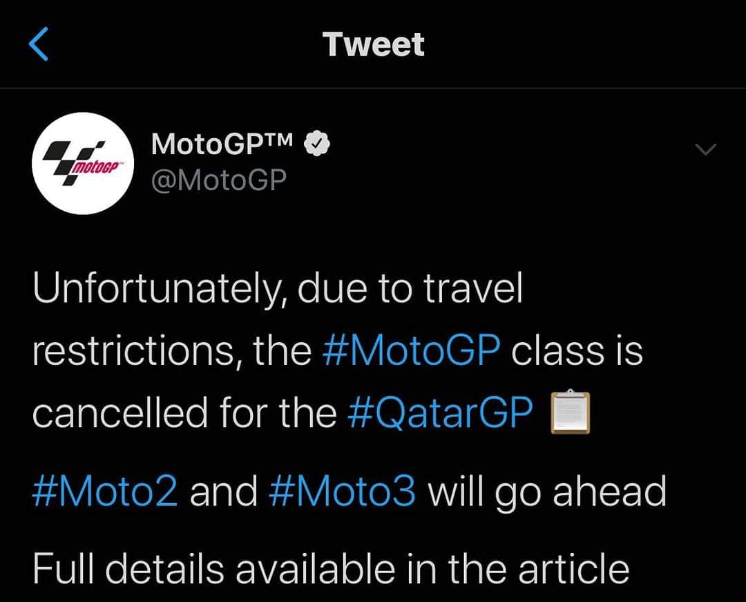 MotoGPさんのインスタグラム写真 - (MotoGPInstagram)「No #MotoGP in Qatar this week. But #Moto2 and #Moto3 will go ahead as they have been in the desert testing before the travel restrictions were put in place. Keep an eye on our Twitter for updates as always. #QatarGP」3月2日 16時18分 - motogp