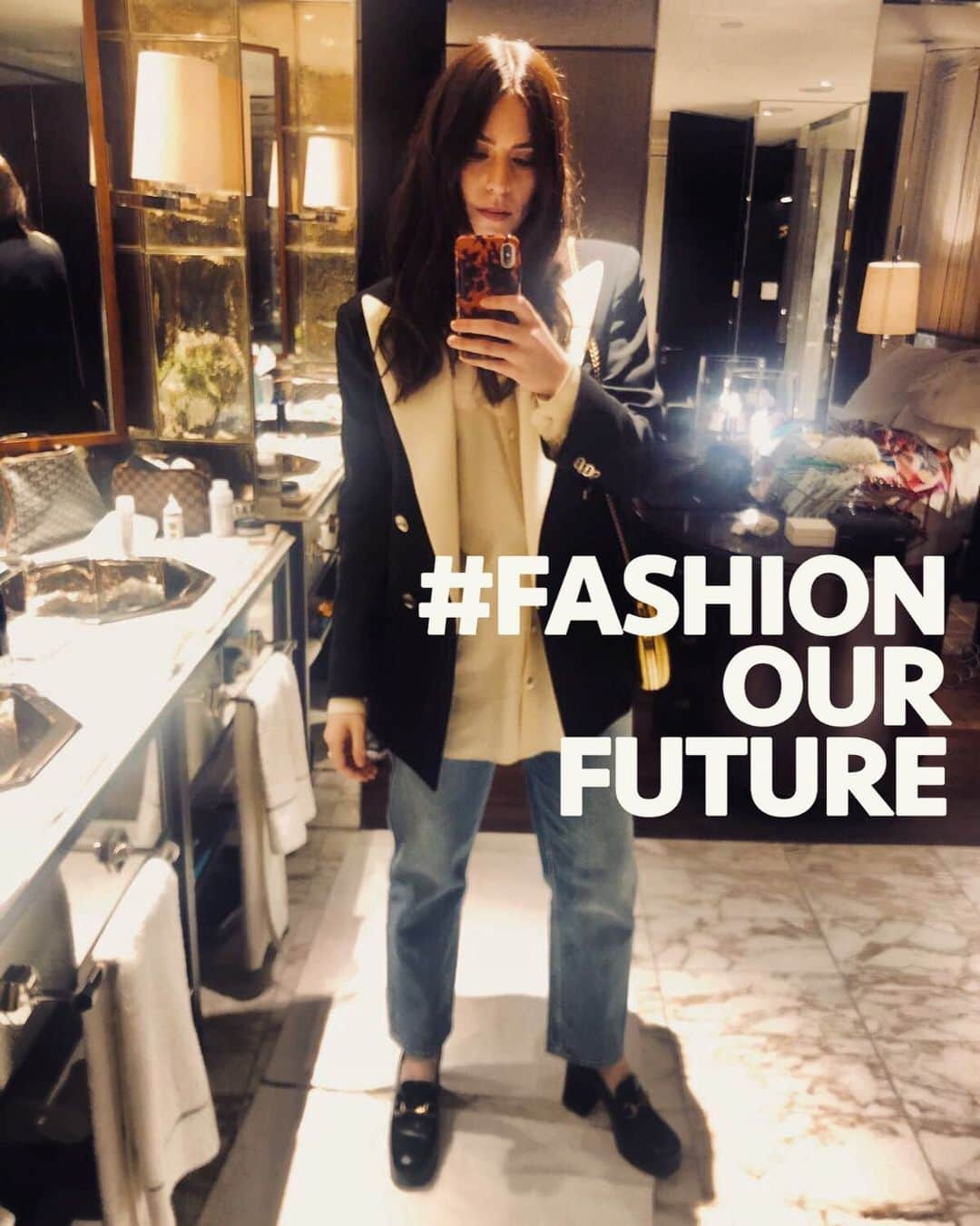 ジェマ・スタイルズさんのインスタグラム写真 - (ジェマ・スタイルズInstagram)「Did you know that the fashion industry is one of the major culprits in causing climate change? ⁣ ⁣ This doesn’t mean you should never buy clothes ever again - but it does mean that we can all do better in being conscious of our own behaviour when it comes to shopping. It’s a collective mission we can all get in on, from buying less, to fixing our existing items, to shopping vintage or second hand.⁣ ⁣ My @fashionourfuture pledge is to be an over-sharer and take pride in showing you the same clothes time and again. 1/3 women believe that an item of clothing is “old” before it’s been worn even three times - and I think that’s 🍌🍌🍌 ⁣ ⁣ Rather than nominating one person I hereby abuse the rules and nominate everyone! That’s you! What are you going to do to help change the way we consume?⁣ ⁣ #FASHIONOURFUTURE⁣ ⁣ PS if you want to add the graphic I have in this picture to your own pledge, edit your picture in instagram stories - search ‘fashionourfuture’ available in all good gif search bars」3月3日 3時02分 - gemmastyles