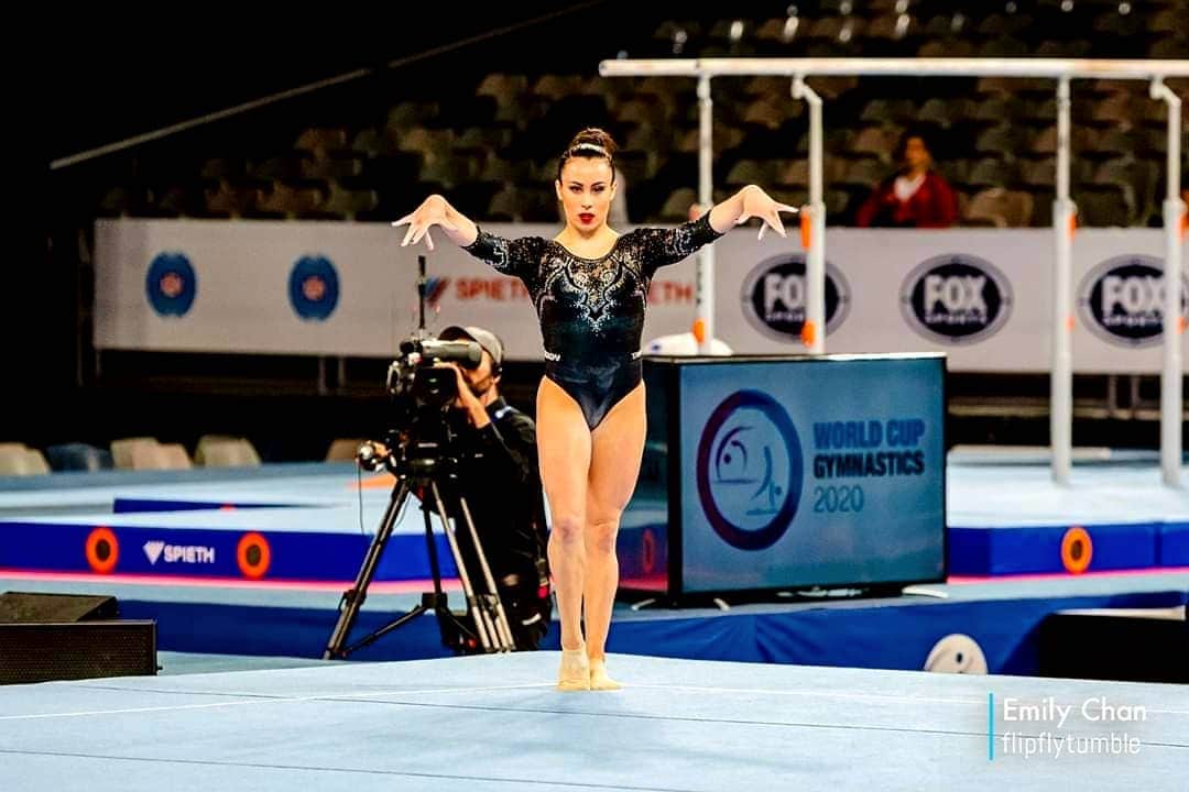バネッサ・フェラーリのインスタグラム：「Il mio ritorno in gara a  Melbourne é stato come una rinascita🦋, salire sul podio una gioia immensa, specialmente dopo tutto ciò che ho passato❣️ Per fare il punto della situazione, sulla qualificazione a tokyo2020, ho pubblicato un articolo sul mio blog. (Link nelle storie e in bio) Chiaramente la mia testa è già alla prossima gara! 🔥  #vanessaferrari #gymnastics #italiateam #roadtotokyo2020 #worldcup #gymnasticsworldcup」