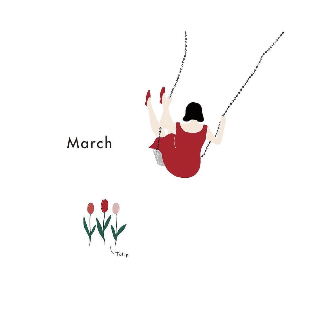 のインスタグラム：「March🌷 ㅤㅤㅤㅤㅤㅤㅤㅤㅤㅤㅤㅤㅤ (２年前に描いたやつ☺︎) 久しぶりの投稿になってしまったー。 お元気ですか🕊」