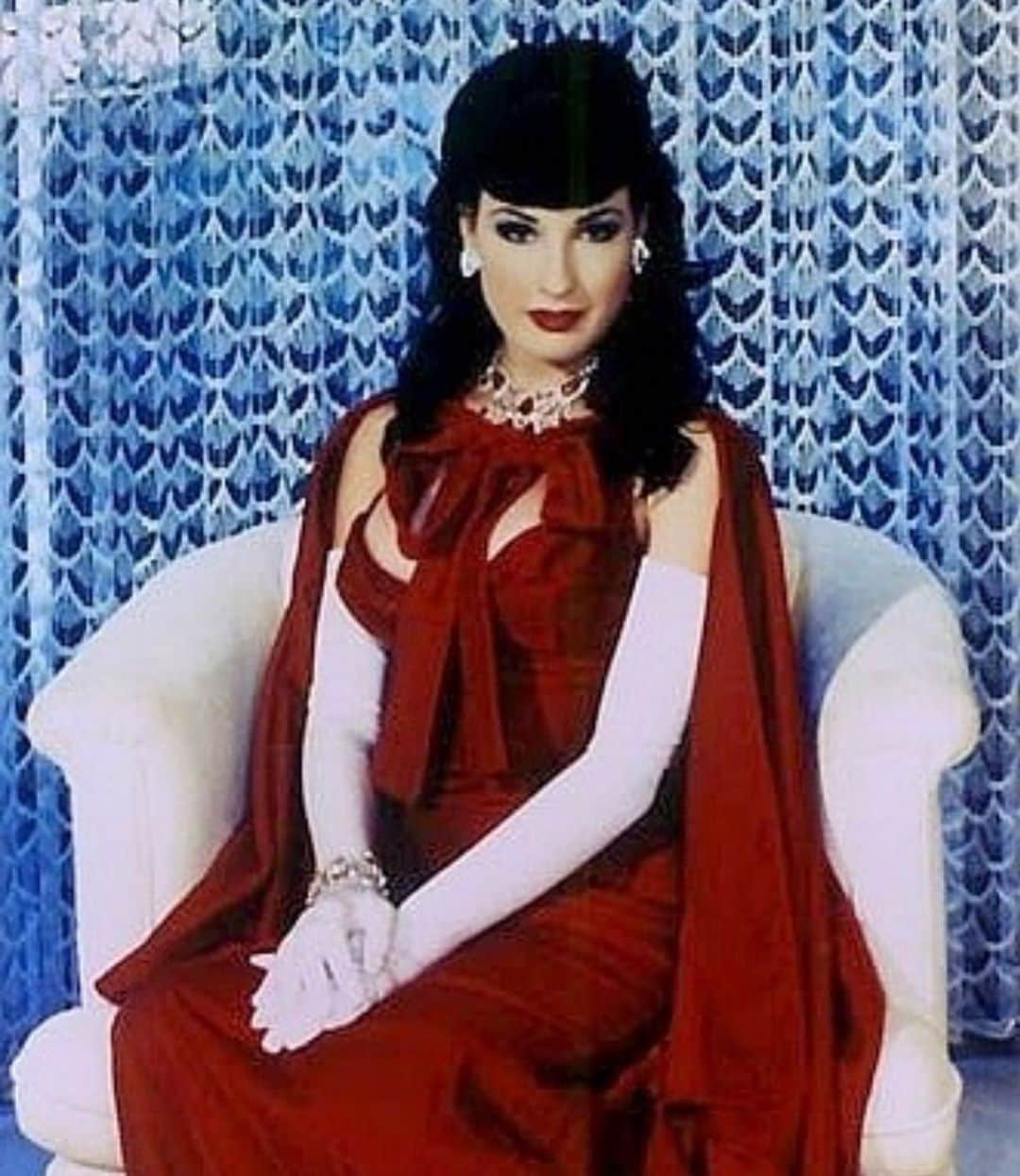 ディタ・フォン・ティースさんのインスタグラム写真 - (ディタ・フォン・ティースInstagram)「A memory: posing in my first #burlesquecostume in the 1990s. This dress had lots of layers, including three bras, each skimpier than the next. A cape, long skirt, a corset, a waspie, three pairs of underwear, and a garterbelt.  I had this made @trashylingerie in Hollywood. I used to drive there from Orange County where I lived. You’d almost always see a famous actress in there either shopping or being fitted for screen-worn lingerie. I wore this for my first performances on the strip club circuit when I was headlining as a feature performer, and in early #Playboy pictorials and videos.」3月3日 11時31分 - ditavonteese