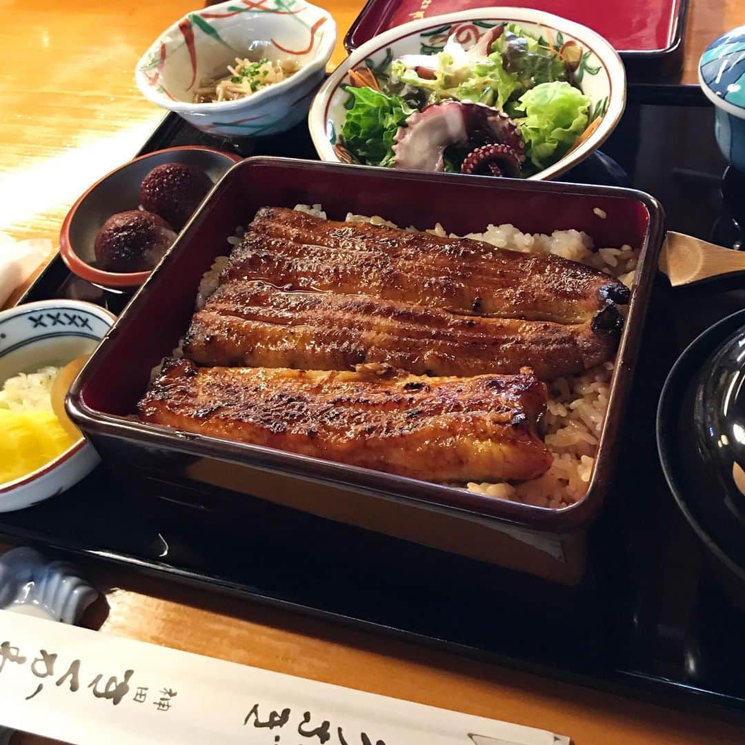 青山恭子のインスタグラム：「. ひな祭り🎎という事で… 美味しい鰻をご馳走になりました😋 . . . #ひな祭り #ひな祭りランチ #🎎#鰻でお祝い #平日昼御膳 #お得すぎる #美味しすぎる #大満足じゃ #ごちそうさまでした😋」