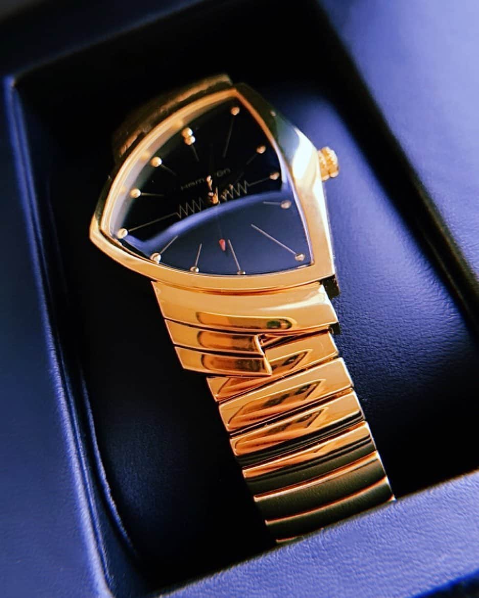 ソフィア・グリーンウッドのインスタグラム：「💎MY NEW BABY💎 ・ ・ #hamiltonwatch#black#gold#watch#cool」