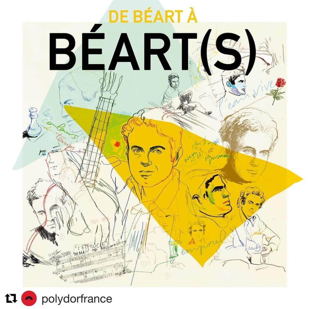 エマニュエル・ベアールのインスタグラム：「Après des mois et des mois de travail intense le VOICI !!!!💛je veux remercier tous ces magnifiques artistes 🙏🏻 after months of hard work  here it is !!!!#Repost @polydorfrance ・・・ « DE BÉART À BÉART(S) » Album hommage à Guy Béart- Sortie le ‪15.05.20‬ Imaginé par @emmanuellebeart & Ève Béart  Avec @akhenatoniam , @alain.souchon , @angeliquekidjo , @brigittedefrance , @carlabruniofficial , @catherineringerlesmitsouko , @lebeaubizarre , @jesuisclaraluciani , @hollydays, Ismaël Lo, @julienclercofficiel , @laurentvoulzyofficiel , @maxime_leforestier , @pommeofficial , @raphaelharoche, @vianneymusique , @vincentdelerm , @yael_naim_ & @emmanuellebeart our father’s songs !!!! So so Happy ☀️🙏🏻 merci aussi à notre production @bienvenueproduction  et à #fredericchaudier and @labomaticstudios ☀️ #guybeart  drawings  dessins @stephanemanel #emmanuellebeart」