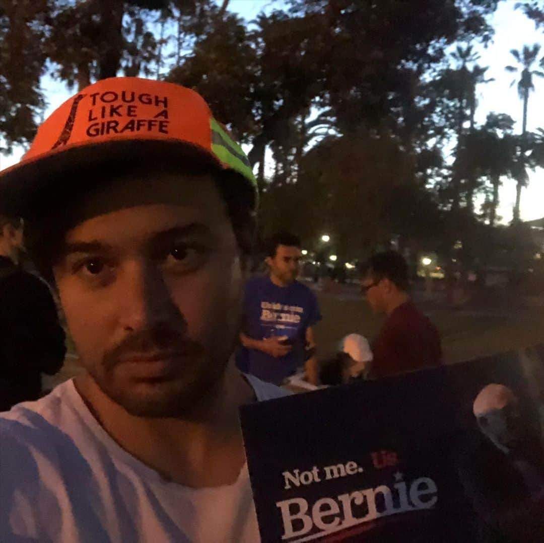 ヤニ・ゲルマンのインスタグラム：「Canvassed all day and Bernie volunteers are still going out into the night. So much love and enthusiasm out there. Hoping for a great result #vote #bernie」