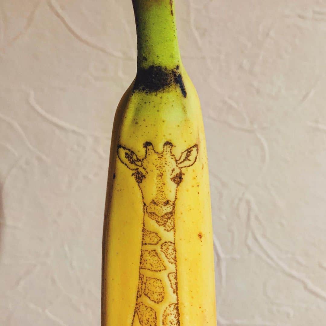 エンドケイプのインスタグラム：「#giraffe  #キリン #pokemongo  #pokemon  #pikachu  #banana  #バナナート #バナナアート  #banana🍌  #art  #endcape」