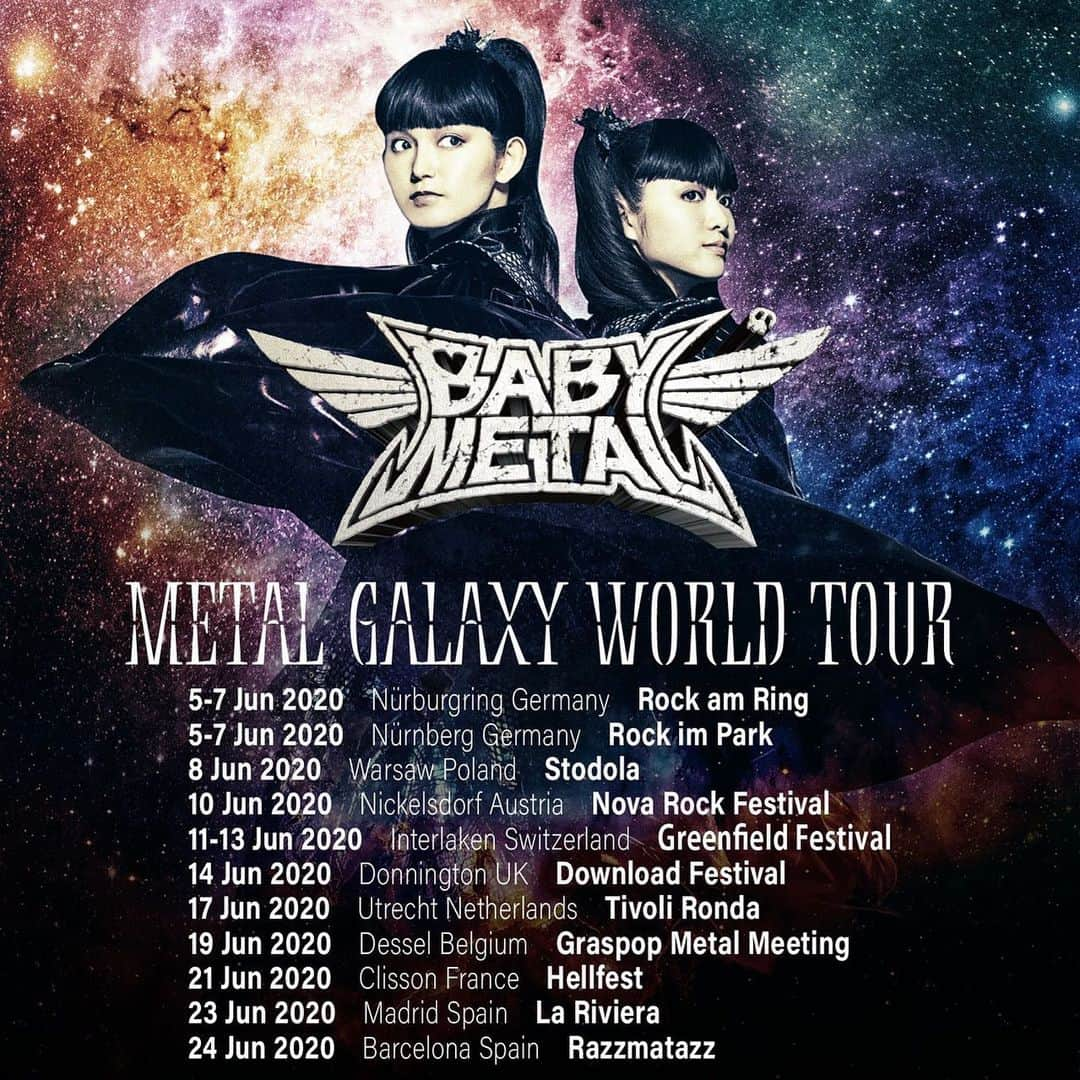 BABYMETALさんのインスタグラム写真 - (BABYMETALInstagram)「Thank you for coming to our EU and UK tour!  See U next time in June! https://babymetal.wun.io #METALGALAXY #worldtour #BABYMETAL」3月4日 5時44分 - babymetal_official