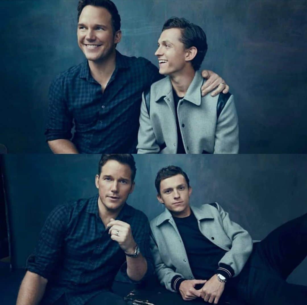 クリス・プラットのインスタグラム：「I really can’t say enough good things about my friend Tom Holland. He’s dashing, charming, handsome, he’s an amazing dancer, like could ACTUALLY save the universe in a dance off, an incredible talent but more importantly a really good bloke. Humble, kind and good at golf. Basically. I hate him. You know? Like... enough is enough. Anyways. See us in #Onward this week.」