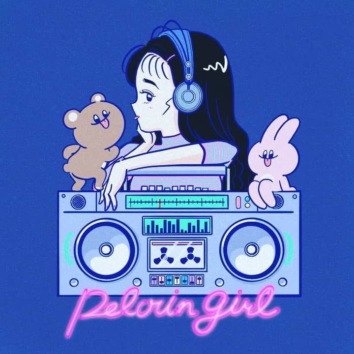 佐藤なつみのインスタグラム：「🎧💃🕺💗🌙 ﻿ ﻿ ———————————————— ﻿ ﻿ #illustration #イラスト #女の子イラスト #ガールズイラスト#かわいいイラスト #古着女子 #gifanimation #アニメ #お洒落さんと繋がりたい #イラストレーター」