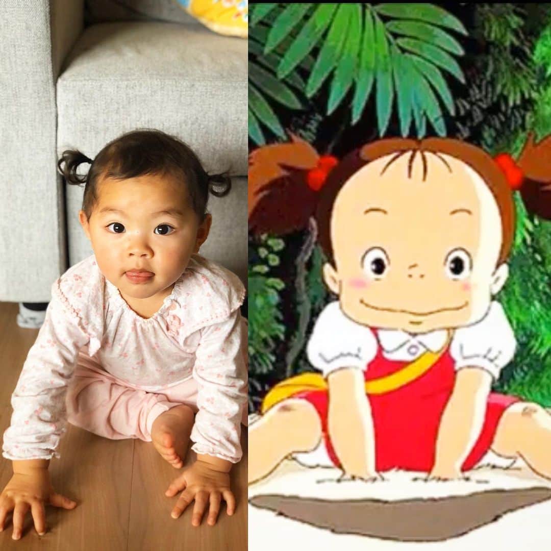 のインスタグラム：「トトロのメイちゃんマネしてます！笑 She look like Mei Chan from Totoro! #めい #トトロ」
