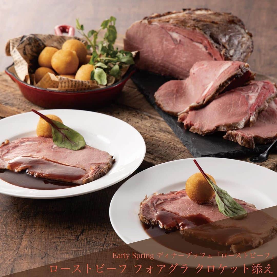 ANA CROWNE PLAZA TOYAMAさんのインスタグラム写真 - (ANA CROWNE PLAZA TOYAMAInstagram)「. 1Fカフェ・イン・ザ・パーク 《​Early Spring ディナーブッフェ「ローストビーフ」​》 . カフェ・イン・ザ・パークのディナーブッフェは、 約1カ月ごとにおすすめの料理が変わります😆✨ . 3月は、​Early Spring ディナーブッフェ「ローストビーフ」​🤤 実演として、​ローストビーフ(フォアグラ クロケット添え)​をご提供♪ . その他、​鰤のマリネ オリーブとトマトのソース、​ ​菜の花と浅利のボンゴレ​、​鯛飯​、​ビーフ シチュー​、​桜プリン​などをお楽しみいただけます✨ . また、オプションメニューとして『蟹食べ放題』もお楽しみいただけます🦀✨ 『蟹食べ放題』は、今月末までとなっております😳‼️ 事前予約されるとお得な価格でご利用いただけます！ . 【期間】~2020.3.31(火) 【時間】6:00pm-9:00pm 【料金】大人¥3,680 、シニア ¥3,380、小学生¥1500 【オプションメニュー・蟹食べ放題】大人+¥1,500(事前予約されると+¥1,000)、小学生 +¥800(事前予約されると+¥500) . 【3・4・5月の毎週木曜日はレディスデー】 女性の方、ディナーブッフェ20%OFF!! . .  詳しくは、カフェ・イン・ザ・パーク(076-495-1112)にお問い合わせ、 または、HPをご覧くださいませ! . . . #anaクラウンプラザホテル富山 #anacrowneplazatoyama #anaクラウンプラザ #anacrowneplaza #富山 #toyama #カフェインザパーク #富山ディナー #🍽 #ローストビーフ #富山カフェ #ディナーブッフェ #3月」3月4日 13時35分 - ana_crowne_plaza_toyama