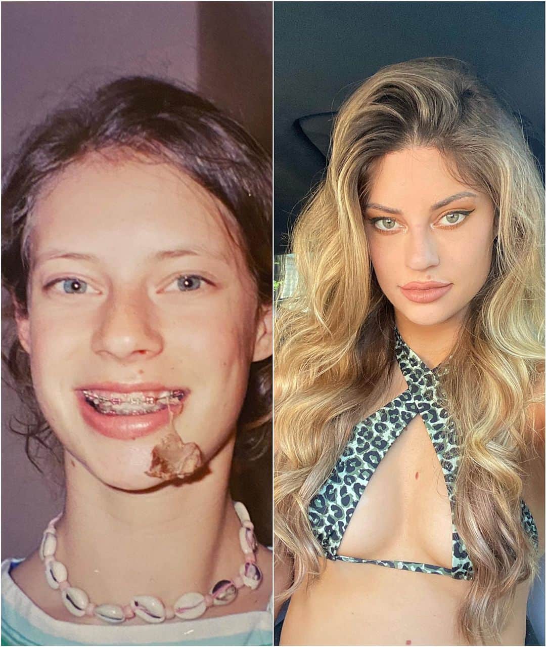 Hannah Stockingのインスタグラム：「Glo-up or Glo-down?」