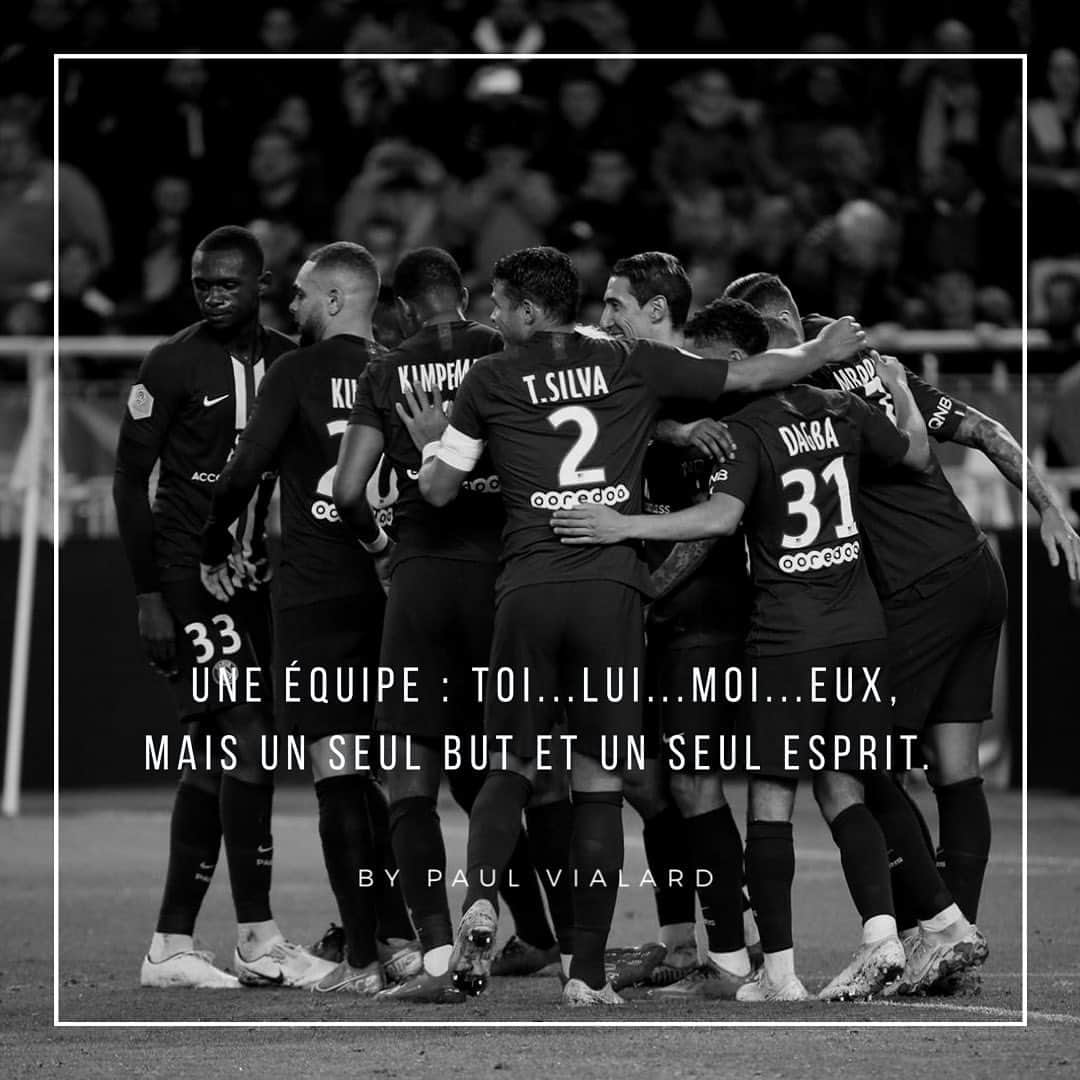 チアゴ・シルヴァのインスタグラム：「“Uma equipe: você... ele... eu... nós, mas um só objetivo e um só espírito.” (Paul Vialard). Allez Paris ! 🔴🔵 #psg #ParisSaintGermain #OLPSG #CoupeDeFrance #CDF #AllezParis #IciCestParis #ThiagoSilva #Paris」