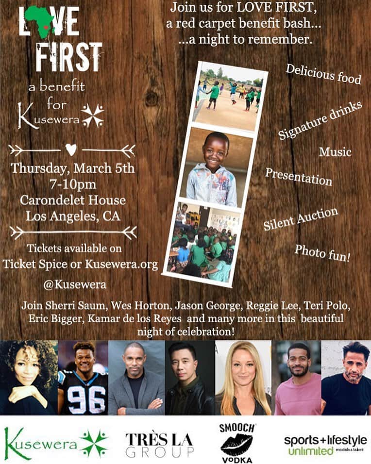 レジー・リーのインスタグラム：「Come join us tomorrow night to benefit this amazing organization whose mission it is to empower and educate children through active and creative play programs. They’re doing amazing things to spread some joy to a lot of kids in need and their current project is in Malawi, Africa.! Gonna be a wonderful evening! Go to www.kusewera.org for tickets! #LoveFirst @kusewera」