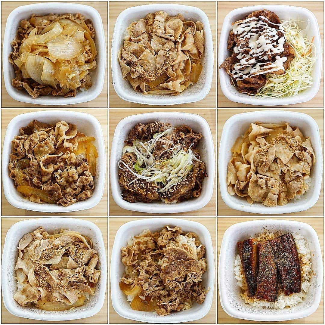 石関友梨のインスタグラム：「勝手に食べ放題シリーズ「吉野家」  #吉野家 #YouTube #ゆりもりチャンネル #牛丼 #豚丼 #カレーのことを忘れてた #肉 #大食い #勝手に食べ放題」
