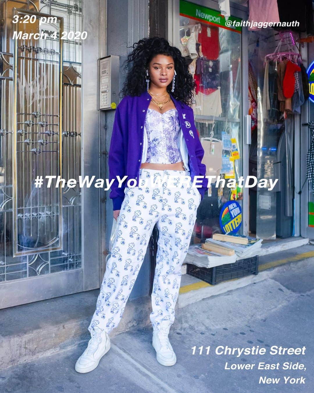 筒井心一のインスタグラム：「@faithjaggernauth on 111 #ChrystieStreet at 3:20 pm, March 4 2020, #NewYork ﻿ #OutfitOfTheDay = #TheWayYouWEREThatDay #TWYWTD #ShinichiTsutsui」