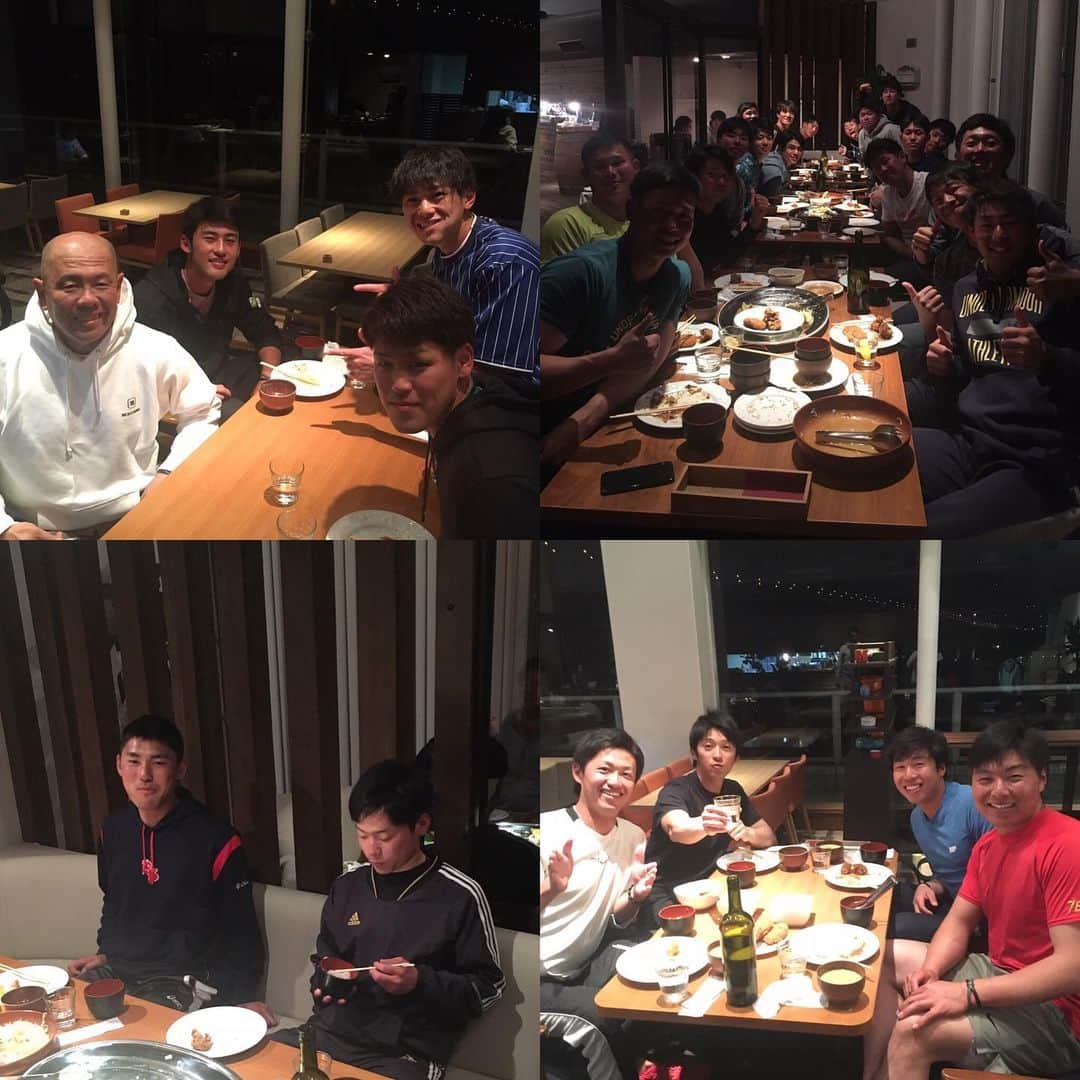 小田幸平のインスタグラム：「今治キャンプ1日目終了。7時間練習❗️疲れた。しまなみ海道が見えるサンライズ糸山ホテルで夜ご飯🍴明日も頑張ります。#愛媛県#今治市#しまなみ海道#サンライズ糸山#愛媛マンダリンパイレーツ#中日ドラゴンズ#読売ジャイアンツ#今治市営球場#キャンプ」