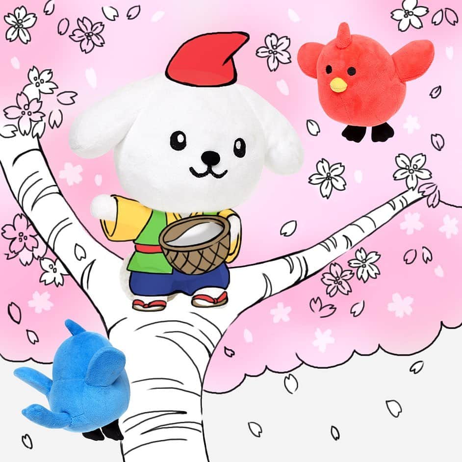 ダスキン ダス犬【公式】のインスタグラム：「枯れ木に花を咲かせましょう #ダス犬がみんなに #桜と言う名の幸せを #おすそわけ #チリトリも喜んでるね」
