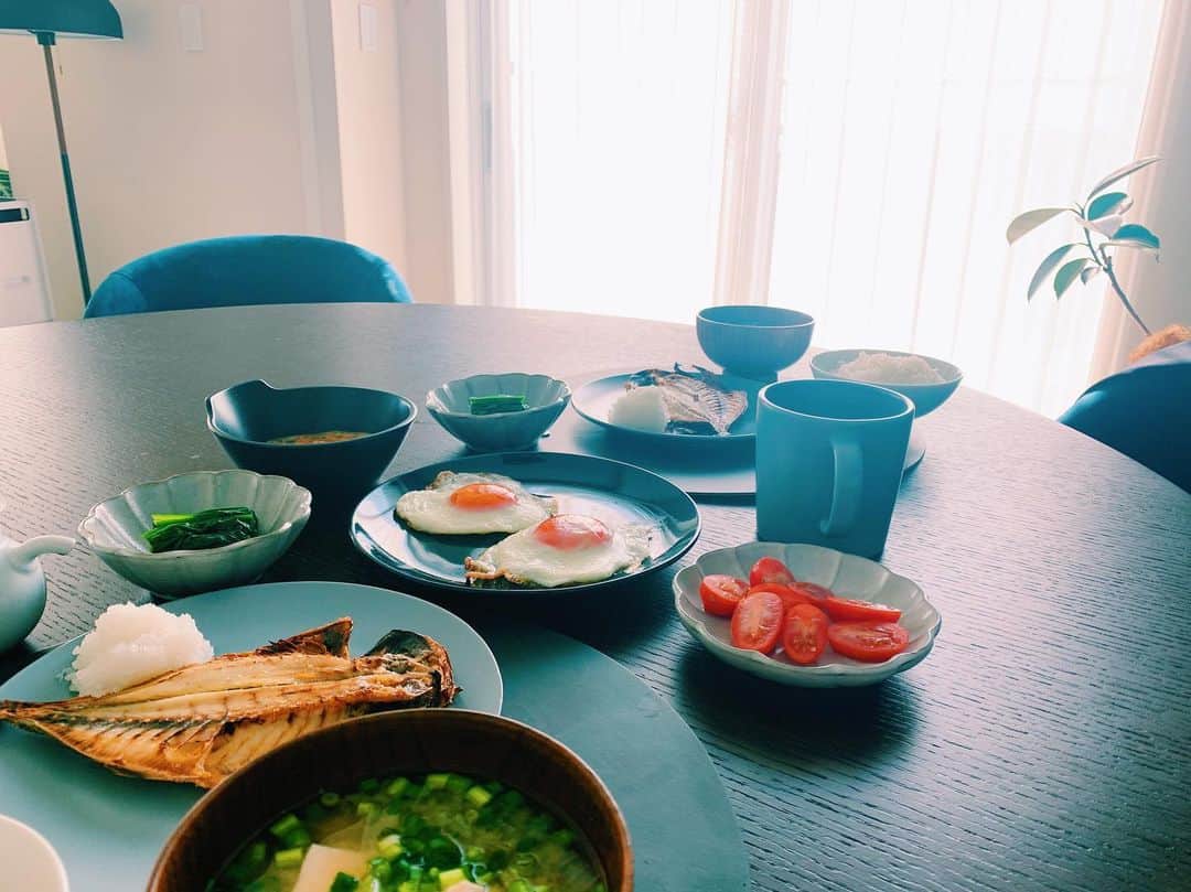 わちみなみのインスタグラム：「﻿ #ダブルベッド 見てくれてありがとう😊🧡﻿ 放送後のインスタライブもコメントいっぱい﻿ 優しさいっぱいでホッコリして寝られました✨﻿ ﻿ 小杉さんの探偵具合にくすくす﻿ そしてお三方とも優しく見守っていただいてうれしいです🌸﻿ ﻿ ダブルベッドでやっくんと食べた朝ごはんです😂🧡﻿ 沖縄のお土産が大活躍してうれしかったな🥰 ﻿YouTubeも更新したよ #あじの開き﻿ #朝ごはん」