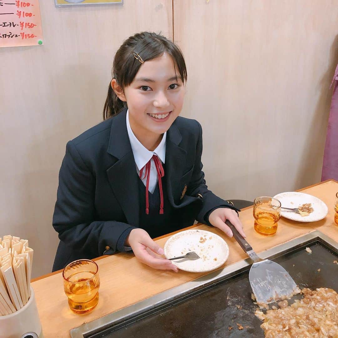 田幡妃菜のインスタグラム：「もんじゃ！﻿ ﻿ 積水ハウスさんの﻿ 「引退の日」篇のオフショット📷﻿ ﻿ ほっこりするストーリーです！﻿ ﻿ #田幡妃菜　﻿ #積水ハウス　﻿ #引退の日　﻿ #もんじゃ」