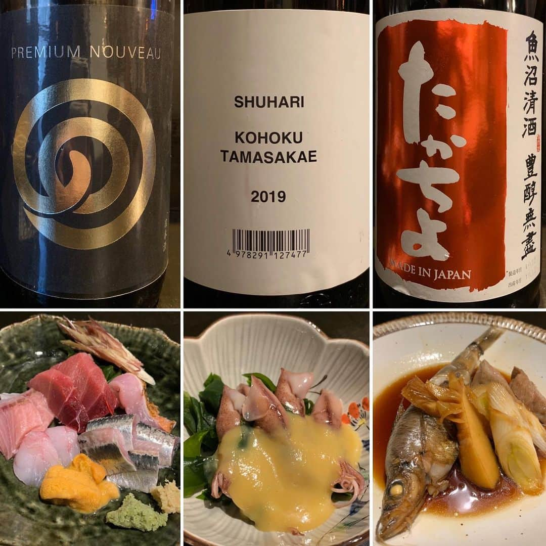 くろさんのインスタグラム写真 - (くろInstagram)「美味しい日本酒に酒の肴🍶😋 #農口尚彦研究所 #澤屋まつもと #たかちよ #石川県のお酒 #京都府のお酒 #新潟県のお酒  #刺身盛り合わせ #ホタルイカ酢味噌 #メヒカリの煮付け #鮪 #鰤 #魴鮄 #赤鯥 #鰯 #雲丹 #小さな高級魚 #近所呑み #日本酒好きな人と繋がりたい #日本酒大好きな人と繋がりたい #日本酒大好き #コロナに負けるな #地味に3連休 #3月は完全週休3日制を目指しますw」3月6日 19時16分 - m6bmw