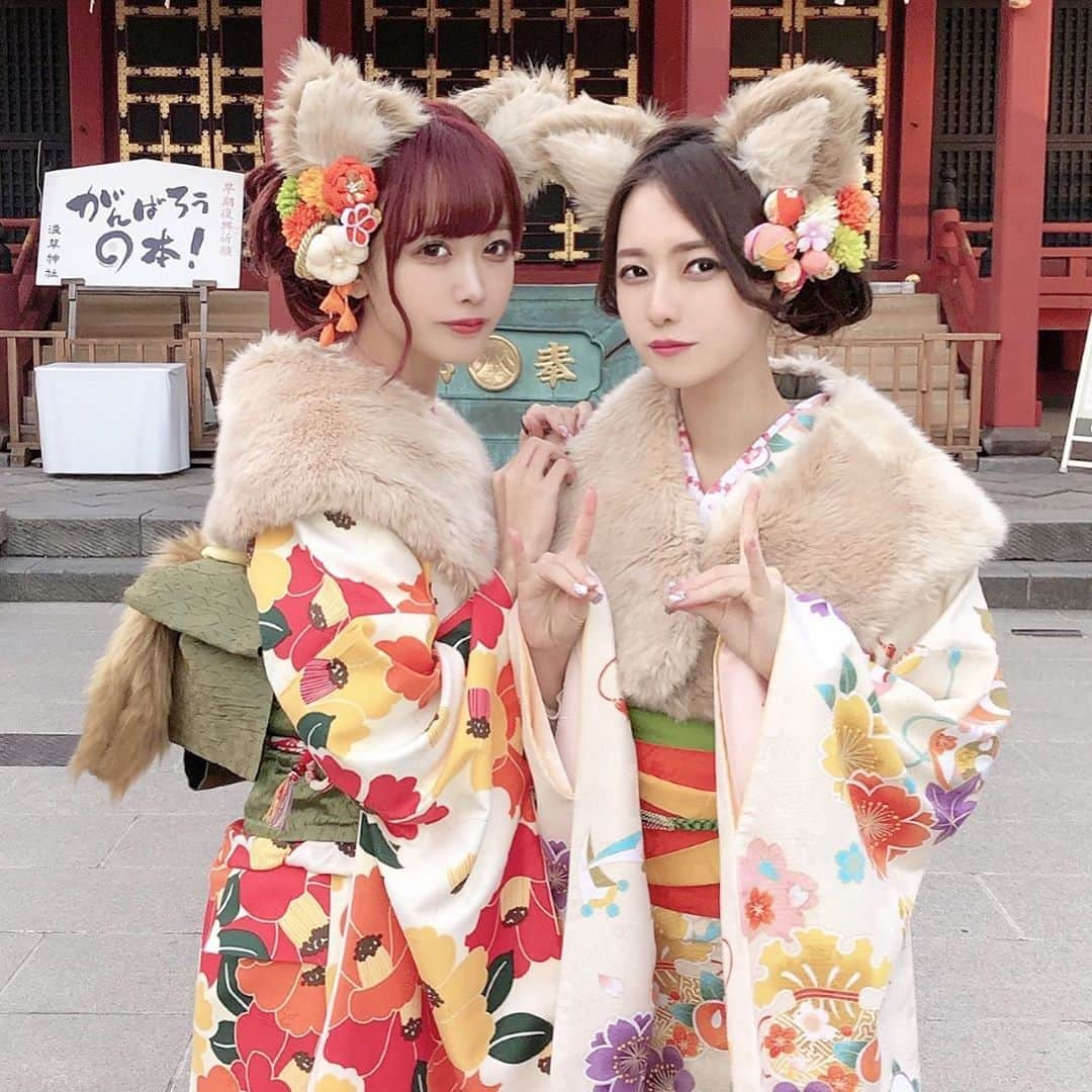 さきぼんさんのインスタグラム写真 - (さきぼんInstagram)「さわだ屋さん(@asakusa_sawadaya )の狐っ娘🦊🧡 しっぽ付きだよ(⸝⸝⸝´꒳`⸝⸝⸝) . . #浅草﻿#袴﻿#卒業式袴﻿#卒業式ヘア﻿#着物ヘア﻿#着物ヘアメ﻿#ヘアメイク﻿#可愛い﻿#asakusa﻿#tokyo﻿#着物レンタル﻿#レンタル着物﻿#浅草着物レンタル﻿#ヘッドドレス﻿#ねこみみ  #レトロ﻿#どんぎつね #けもみみ﻿#レトロ着物﻿#袴ヘア﻿#成人式ヘア﻿#きつね #狐#もふもふ #どん兵衛 #kimonostyle #kimonogirl #japanesekimono #kimonolove」3月6日 21時09分 - sakibon69